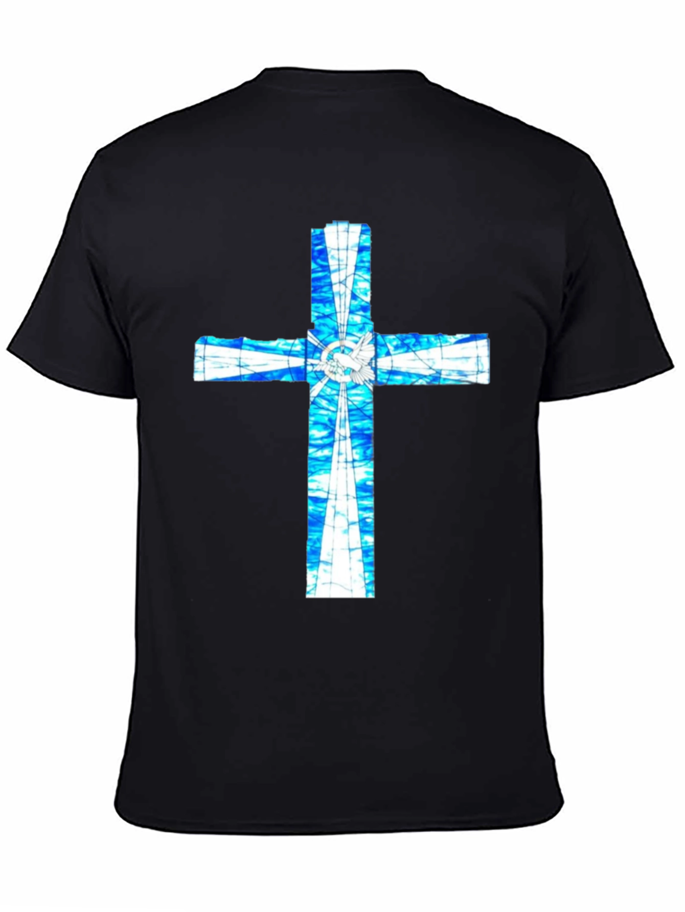Black Stained Glass Cross Graphic T-Shirt view 4