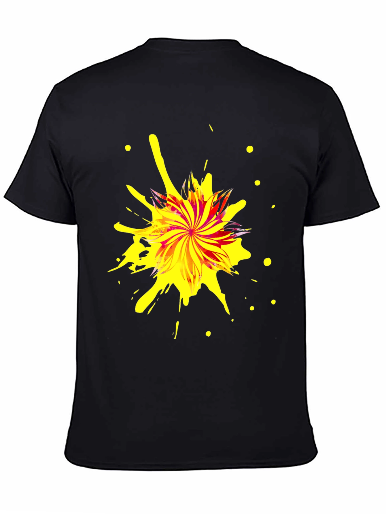 Black Abstract Splatter Print Black T-Shirt view 4