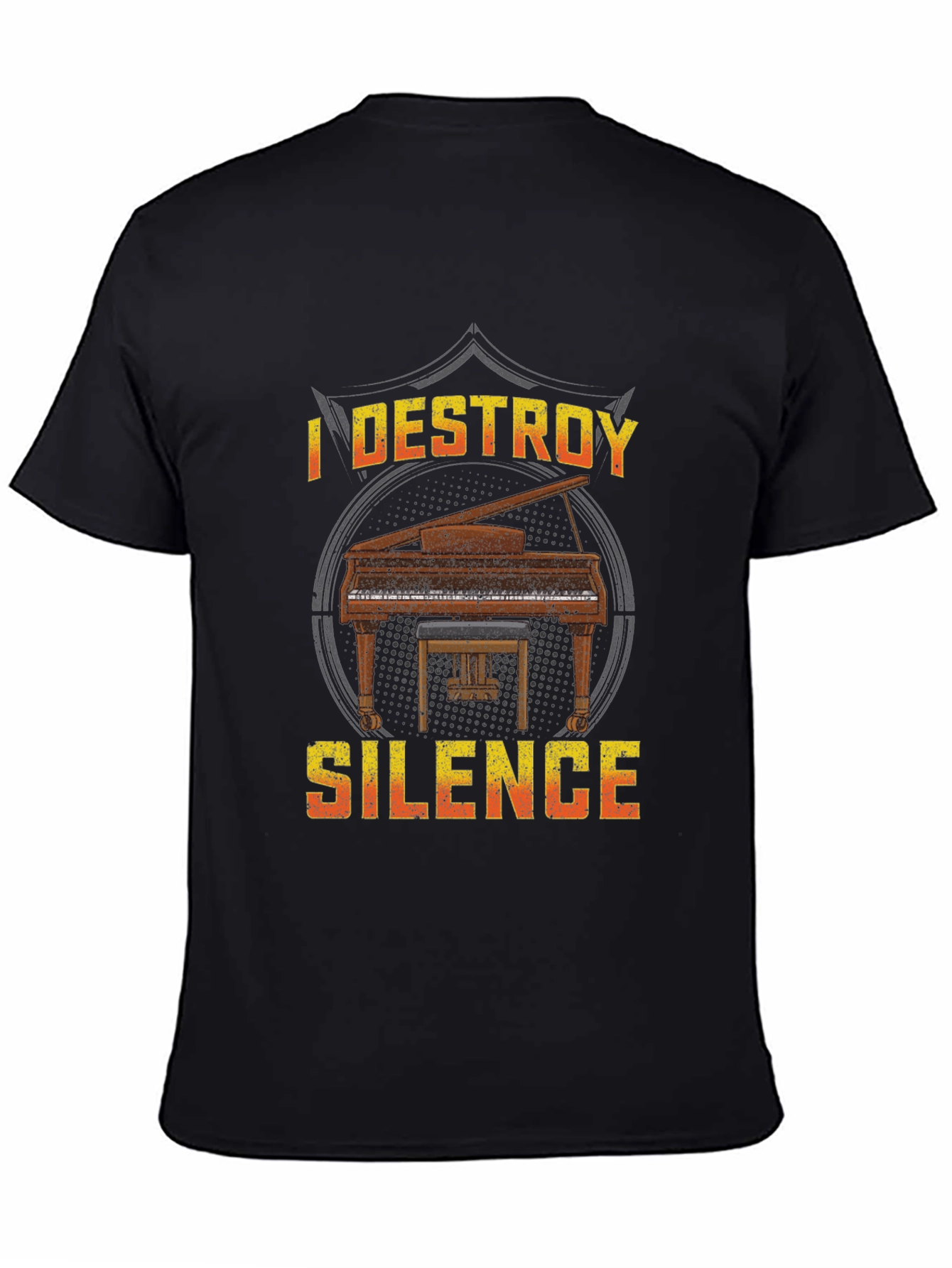 Black I Destroy Silence Piano T-Shirt view 4