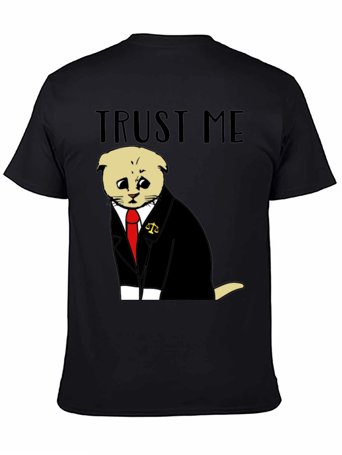 Black Trust Me Lawyer Cat T-Shirt - Funny Cute Attorney Kitten Tee view 4
