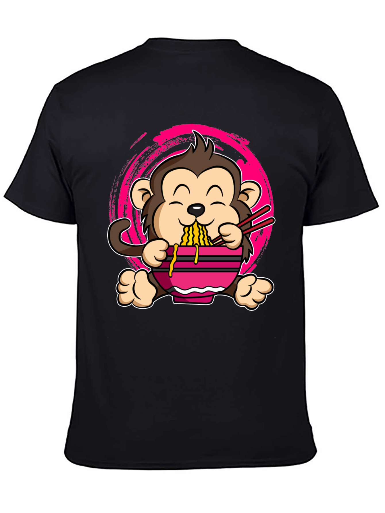 Black Monkey Ramen Graphic Tee - Cute Cartoon T-Shirt view 4