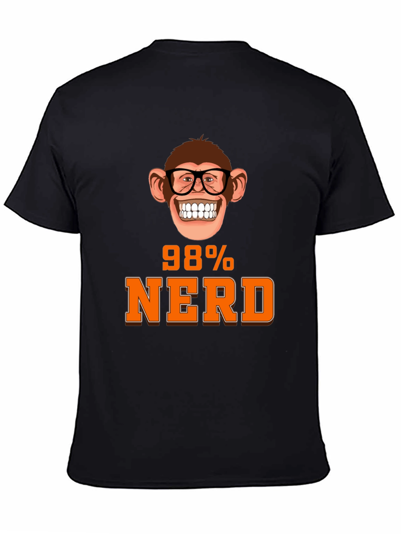 Black 98% Nerd Monkey Graphic T-Shirt - Unique Geeky Design view 4