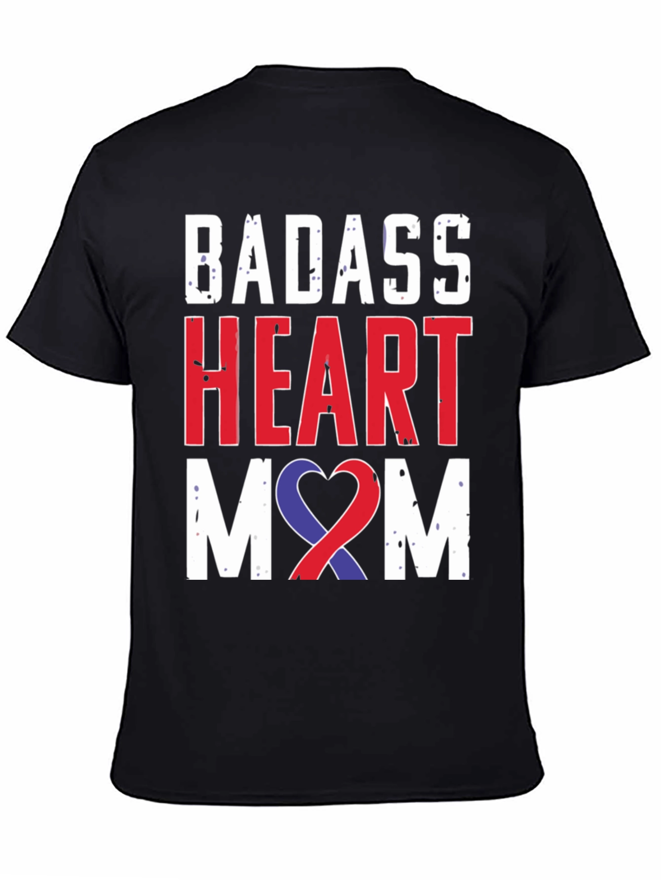 Black Badass Heart Mom Graphic Tee - Awareness Ribbon view 4