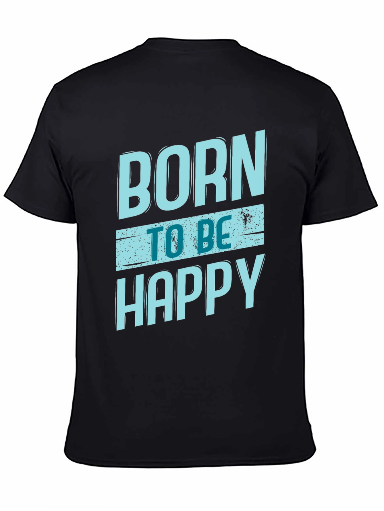 Black Born To Be Happy Graphic Print Black T-Shirt view 4
