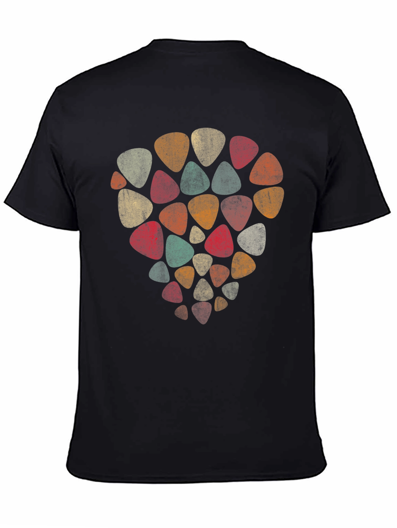 Black Retro Guitar Pick T-Shirt - Musical Style view 4