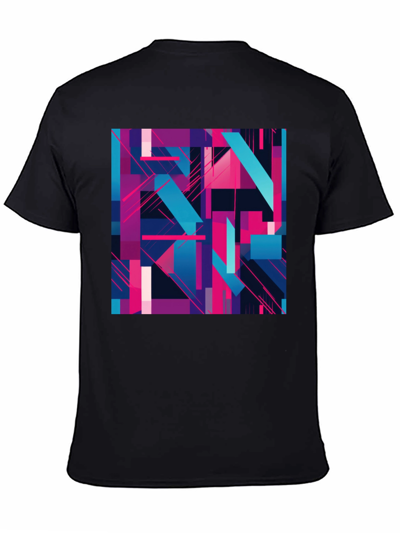 Black Abstract Geometric T-Shirt - Modern Art Tee view 4