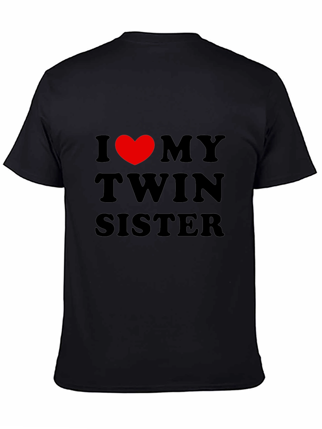 Black I Heart My Twin Sister Black Graphic Tee view 4