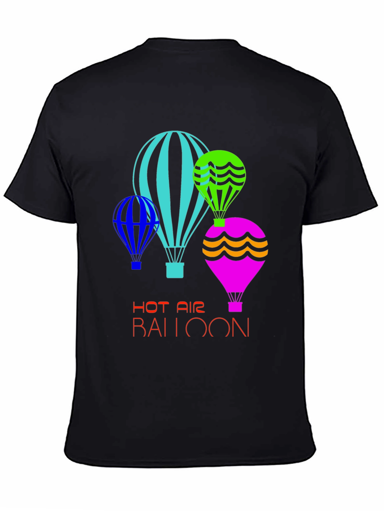 Black Fun Hot Air Balloon Graphic T-Shirt view 4