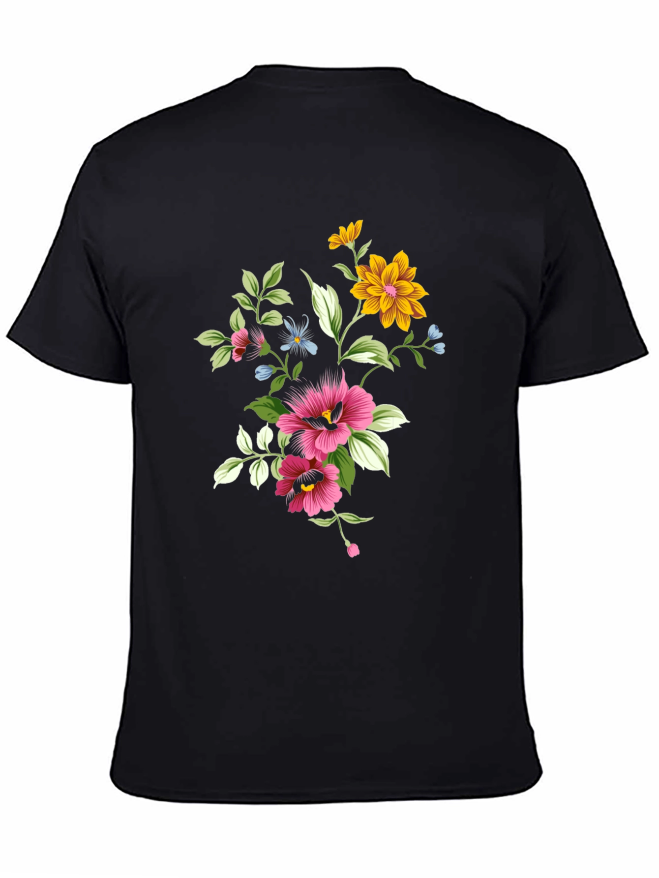 Black Floral Print Black T-Shirt view 4