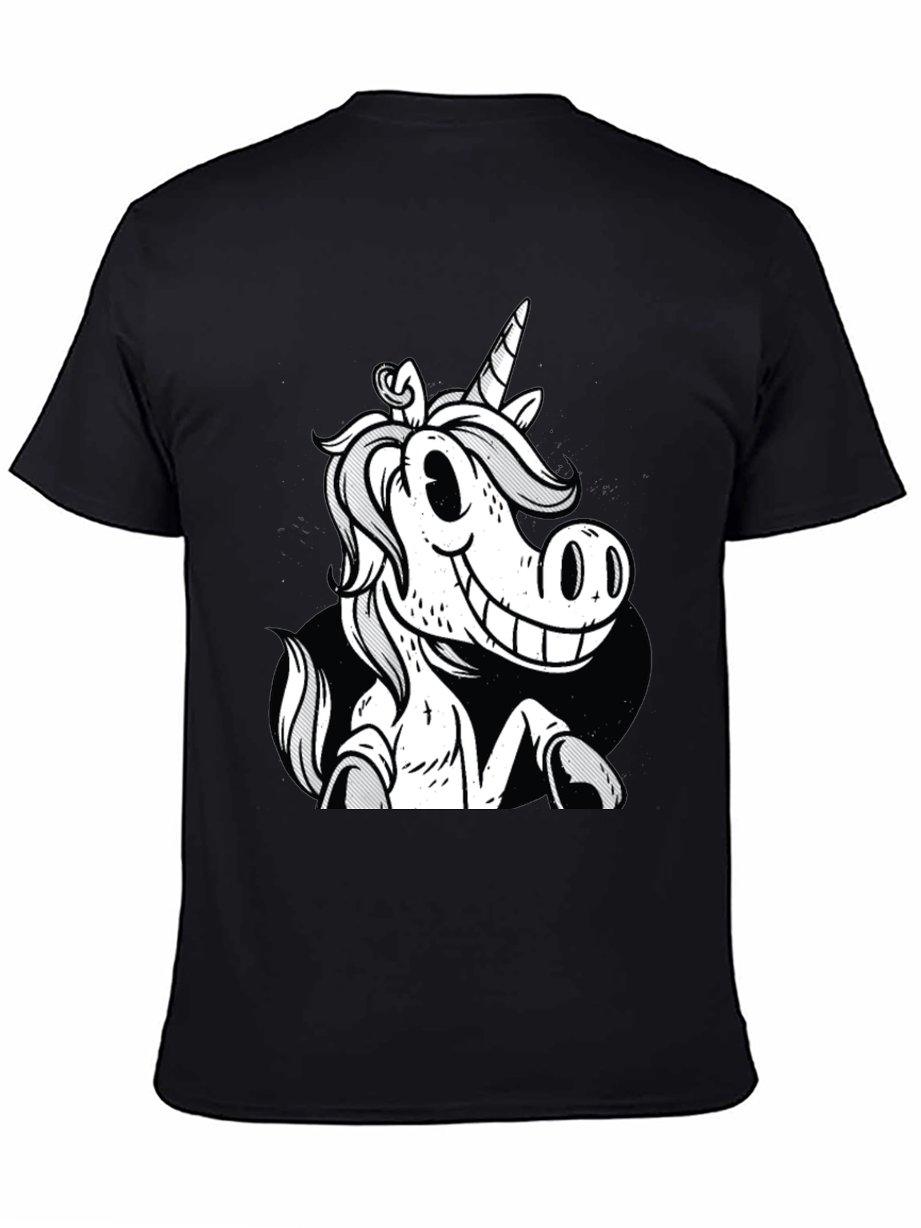 Black Unicorn Cartoon Graphic T-Shirt view 4