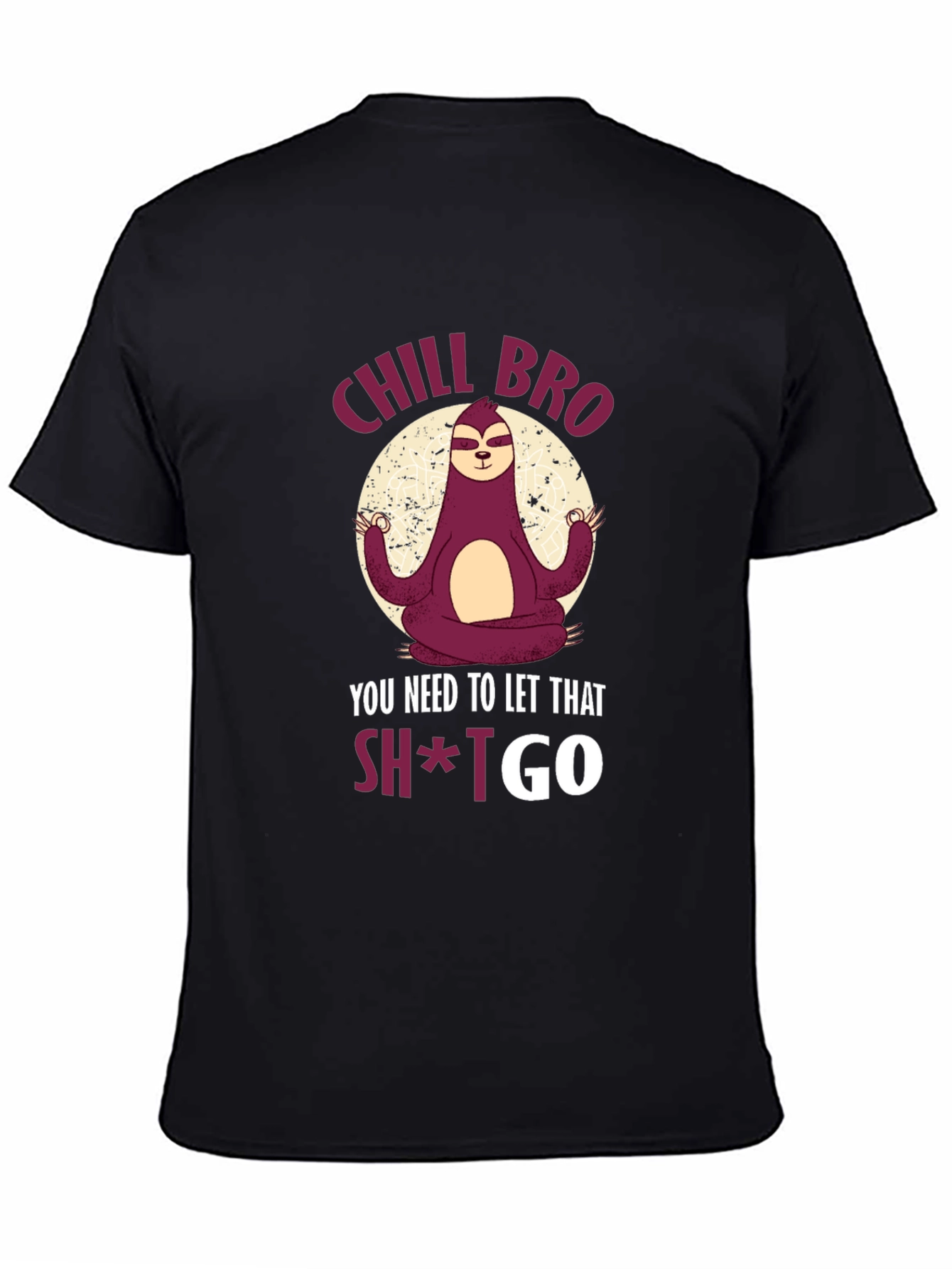 Black Chill Bro Sloth Meditation T-Shirt view 4