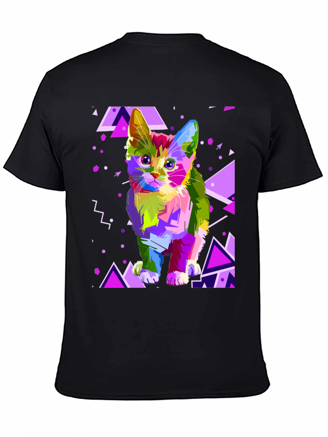 Black Abstract Cat Graphic T-Shirt view 4