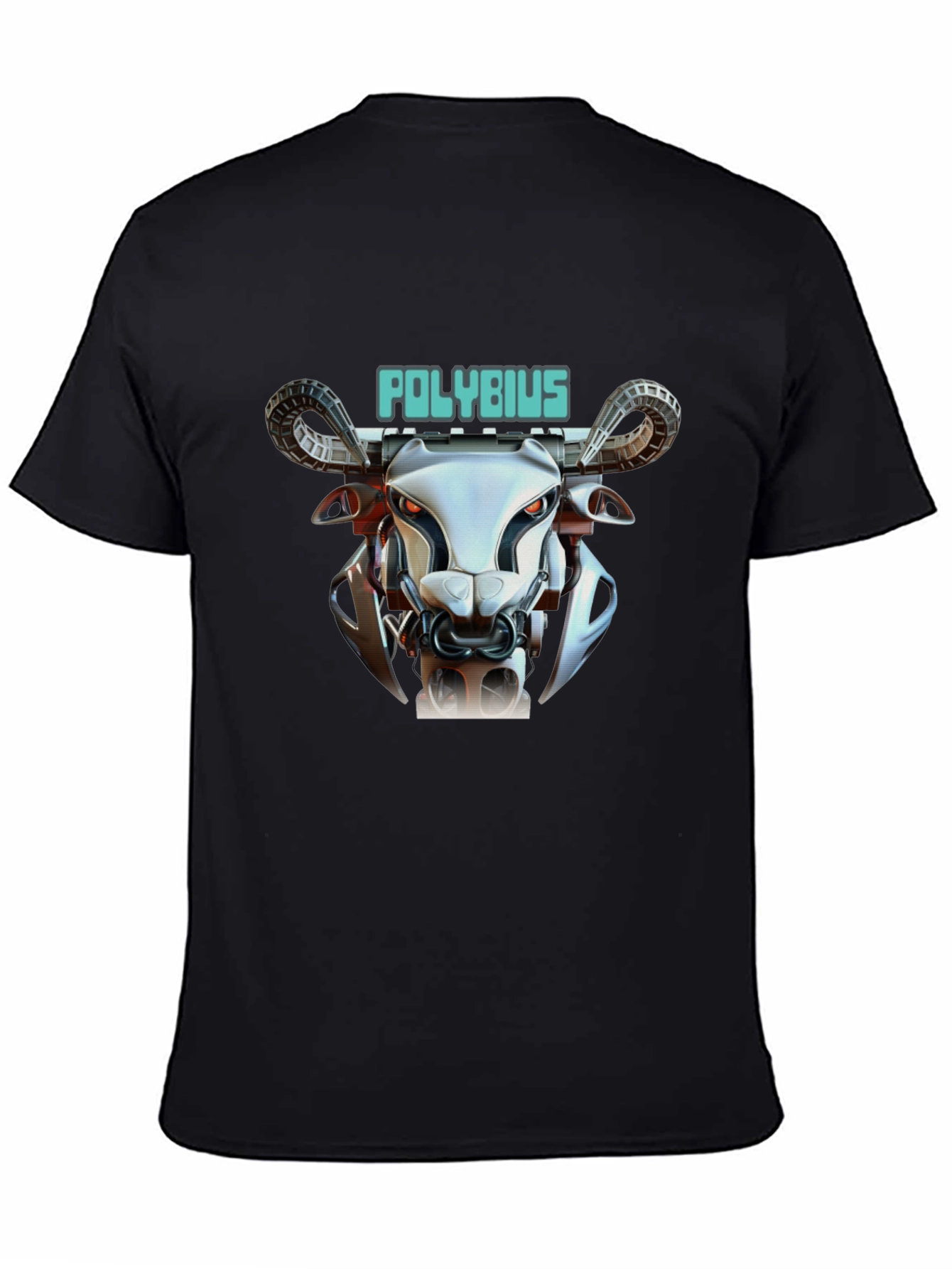 Black Polybius Robot Bull T-Shirt - Sci-Fi Style view 4