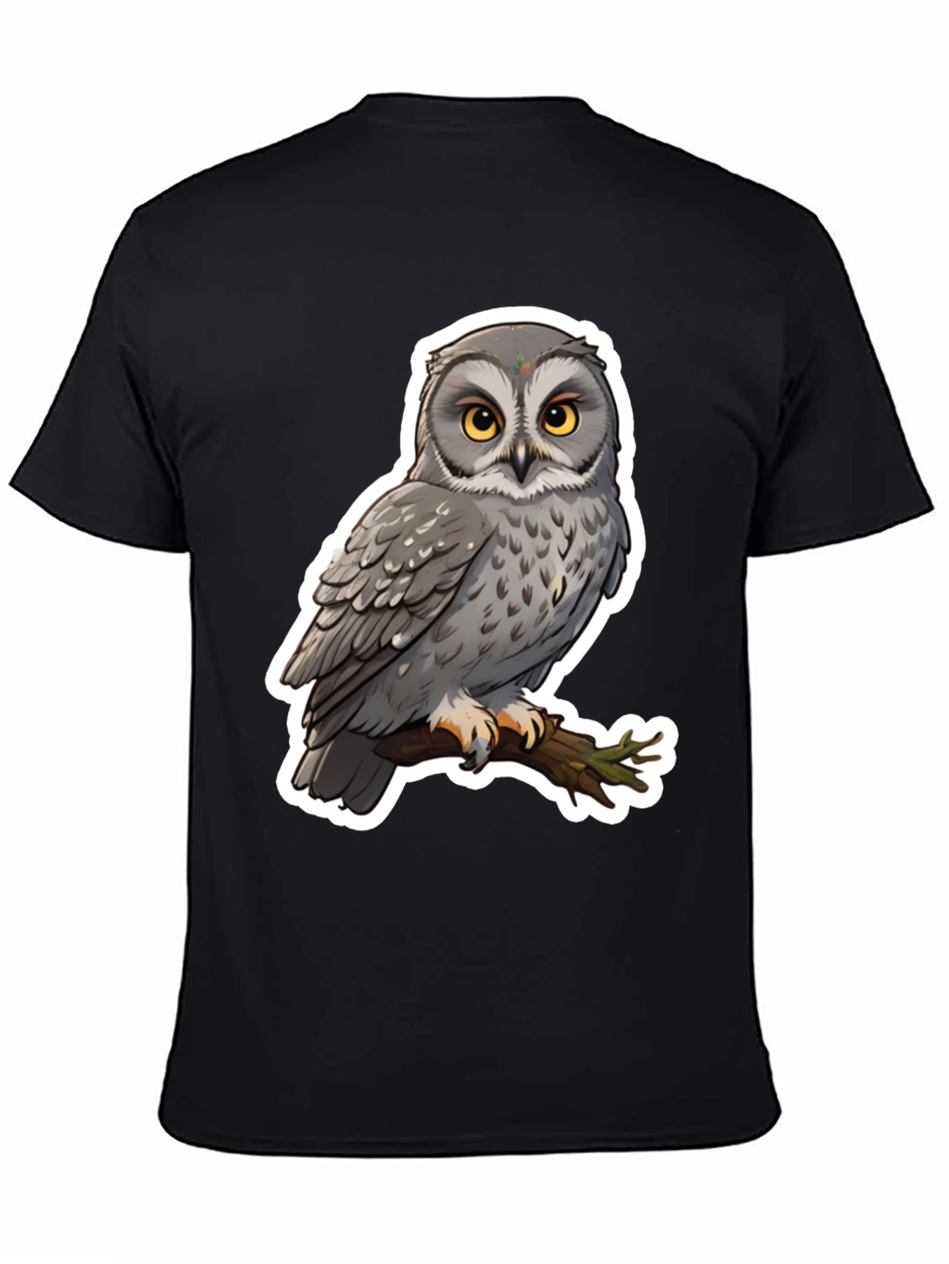 Black Owl Graphic Print Black T-Shirt view 4