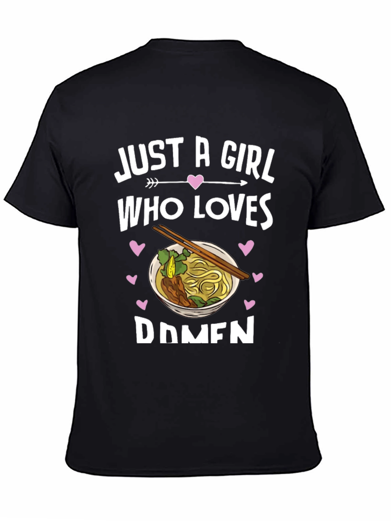Black Just A Girl Who Loves Ramen Graphic Tee view 4