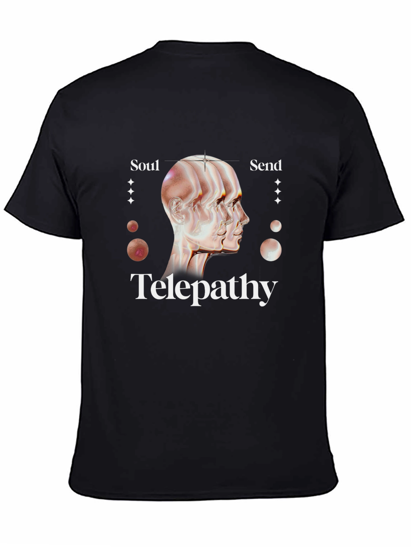 Black Telepathy Soul Send Graphic Black T-Shirt view 4