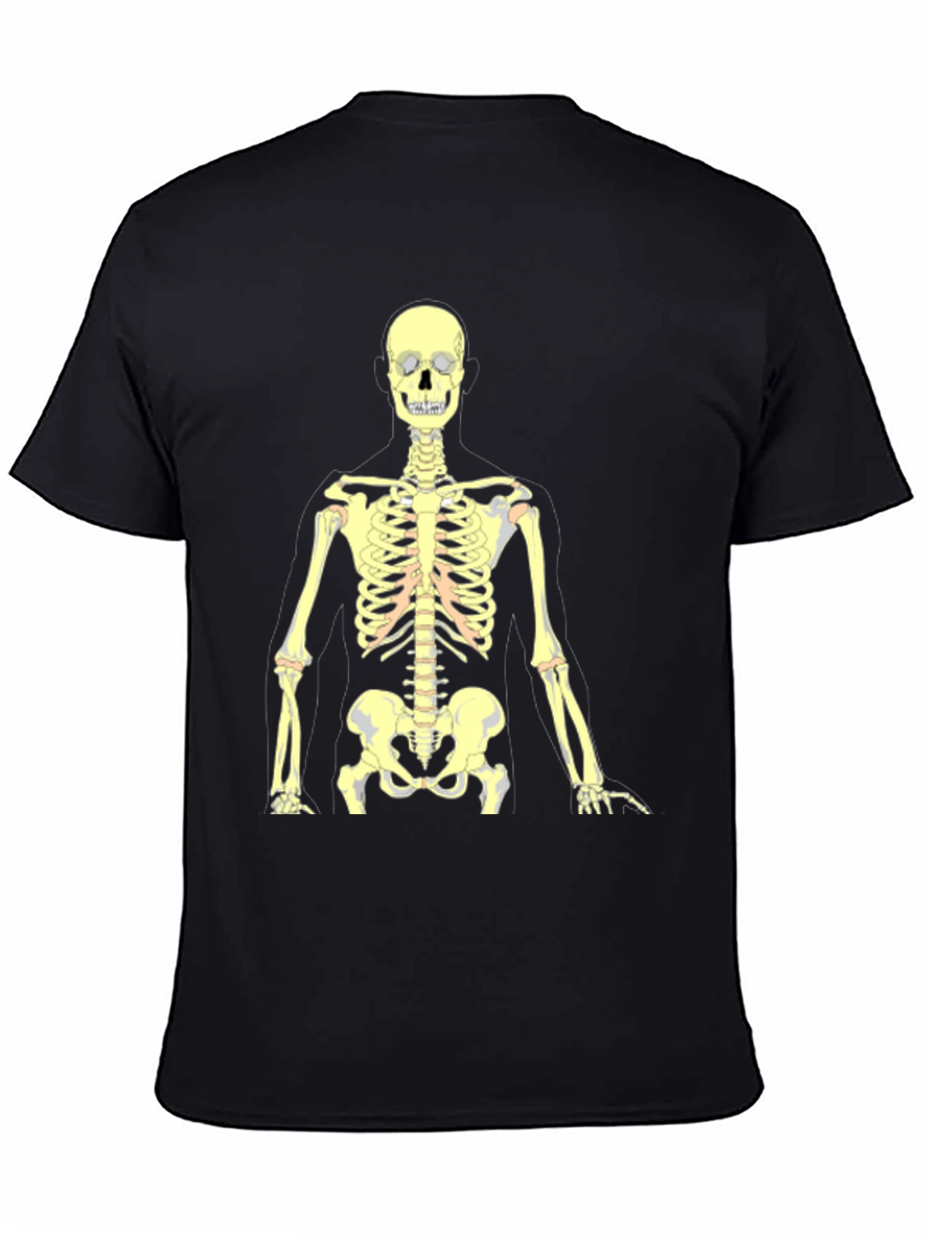 Black Skeleton Graphic Tee - Black Cotton Halloween Shirt view 4