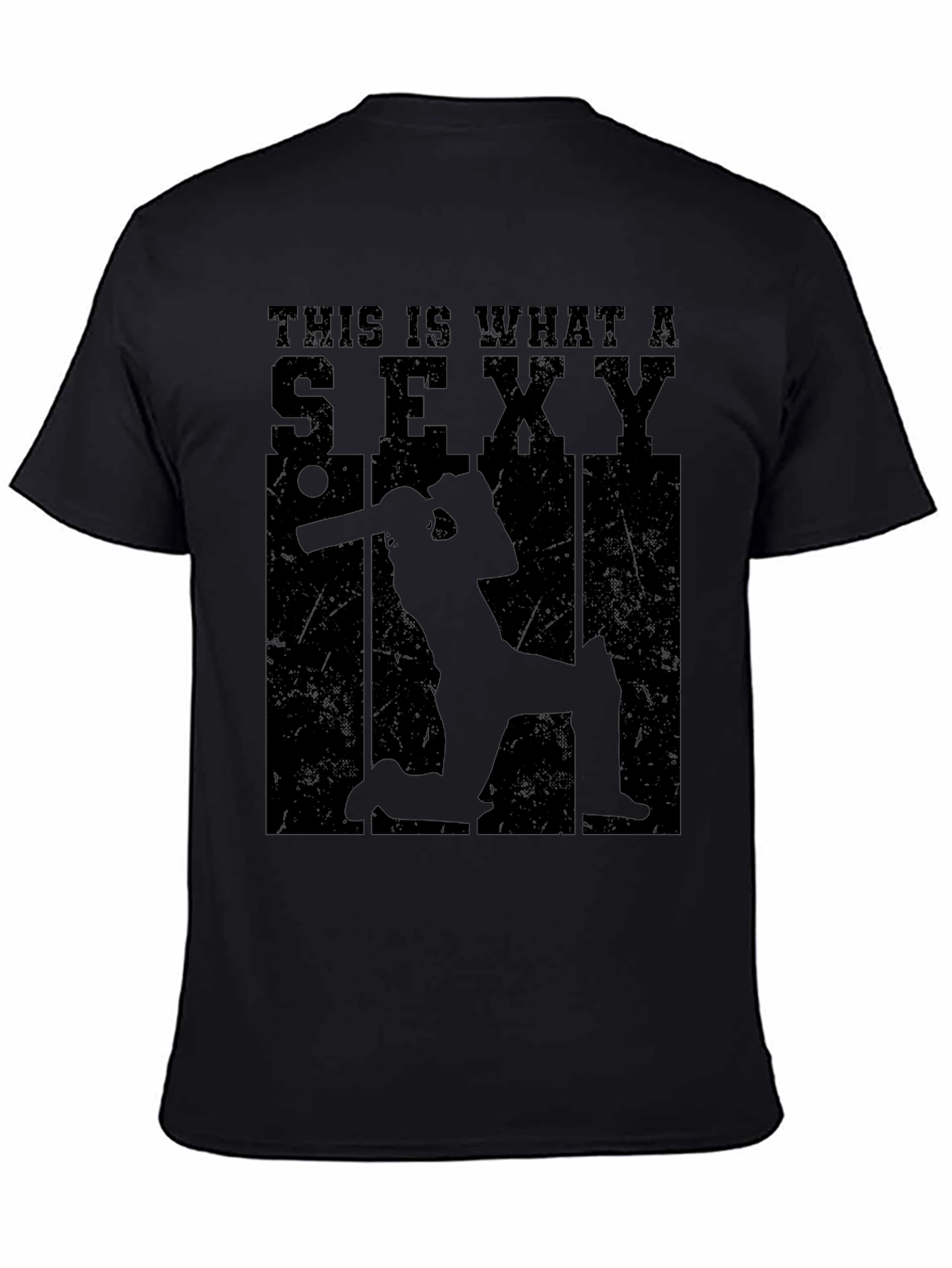 Black Sexy Cricket Player Graphic T-Shirt view 4