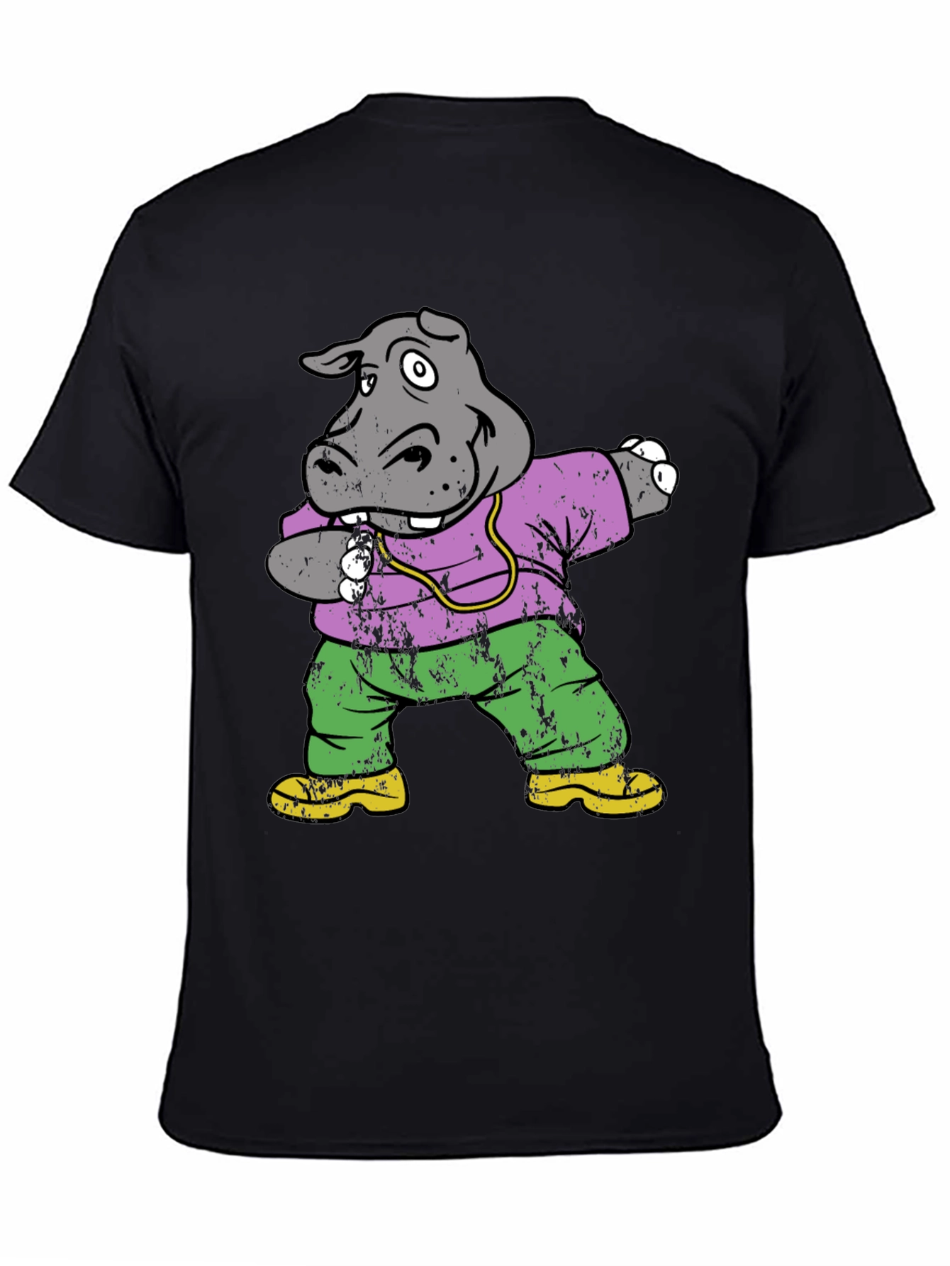 Black Dabbing Hippo Graphic Tee - Cool & Fun view 4