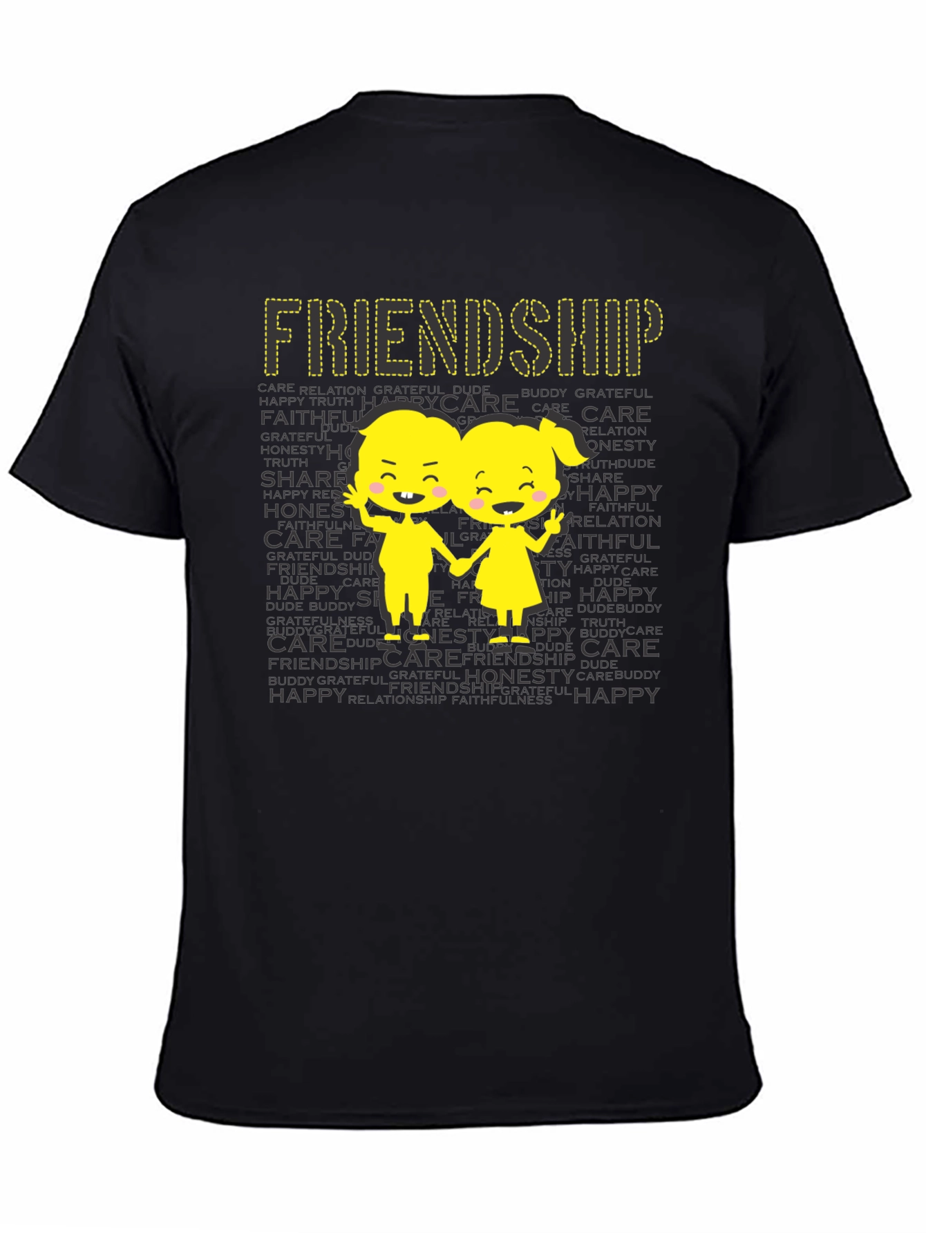 Black Friendship Graphic Print T-Shirt view 4