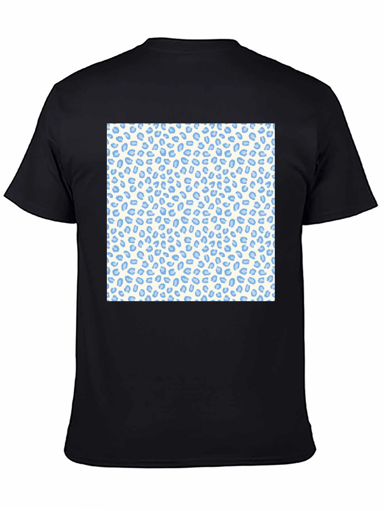 Black Cool Black Tee with Blue Leopard Print view 4