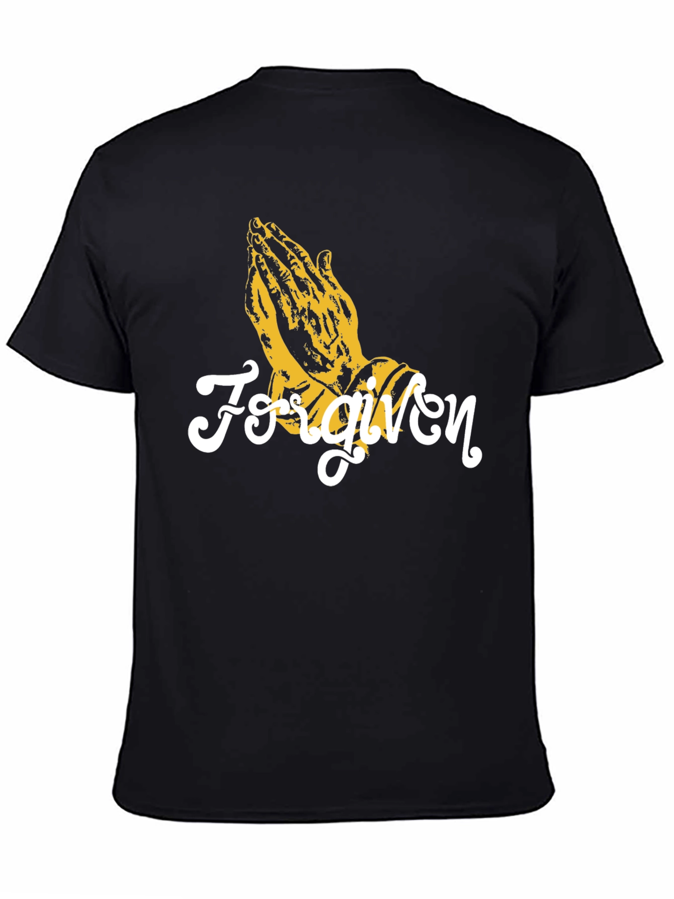 Black Forgiven Praying Hands Graphic T-Shirt view 4