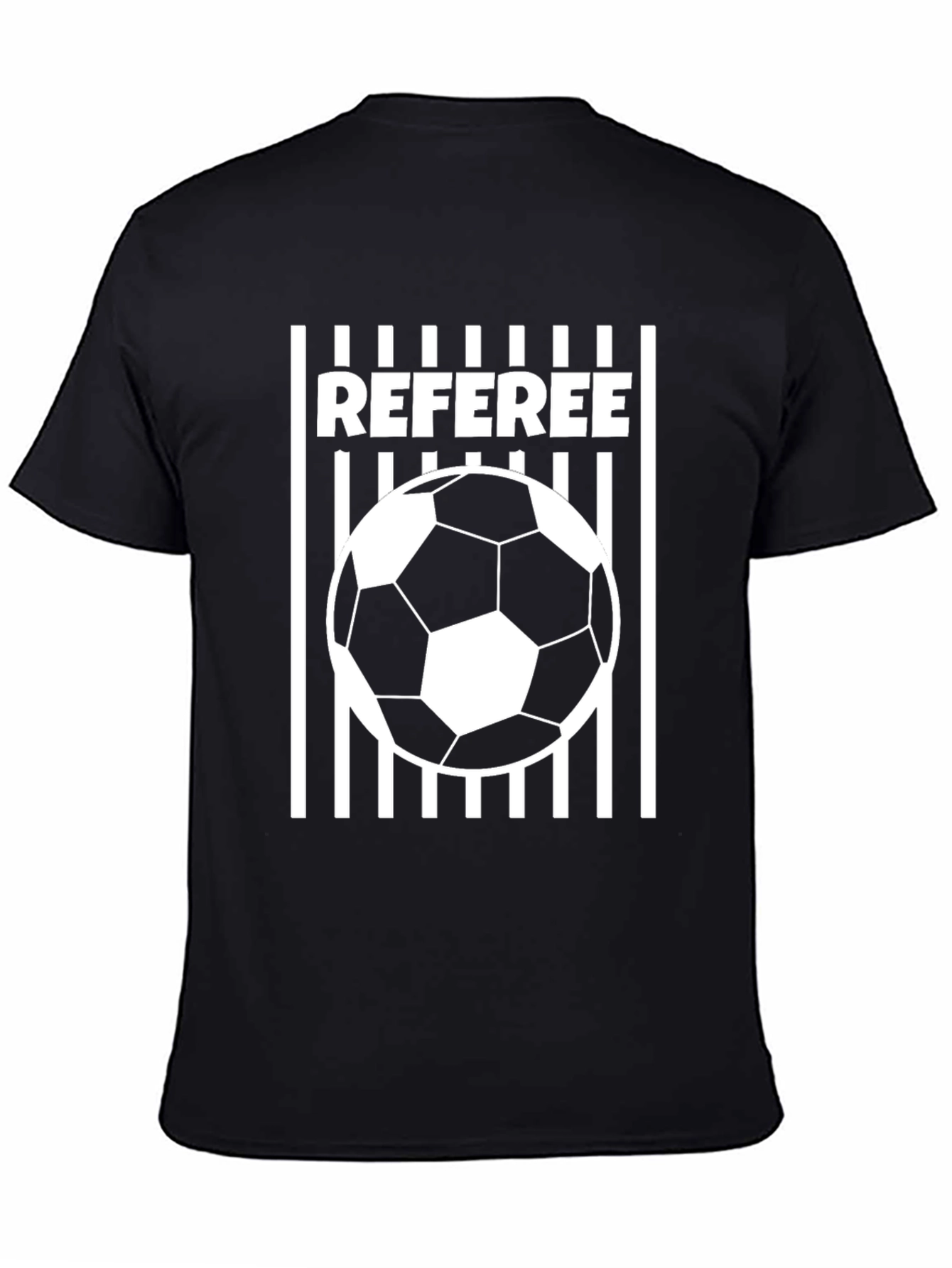 Black Referee Soccer Ball T-Shirt - Black Crew Neck Tee view 4