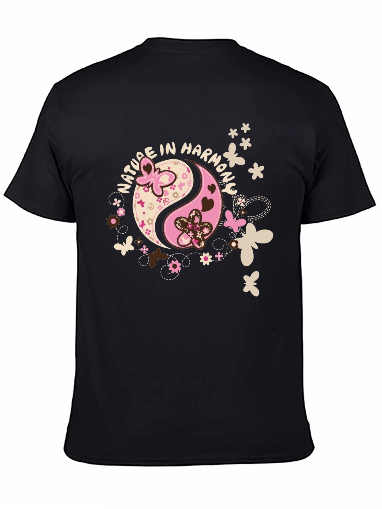 Black Nature In Harmony Yin Yang Graphic T-Shirt view 4
