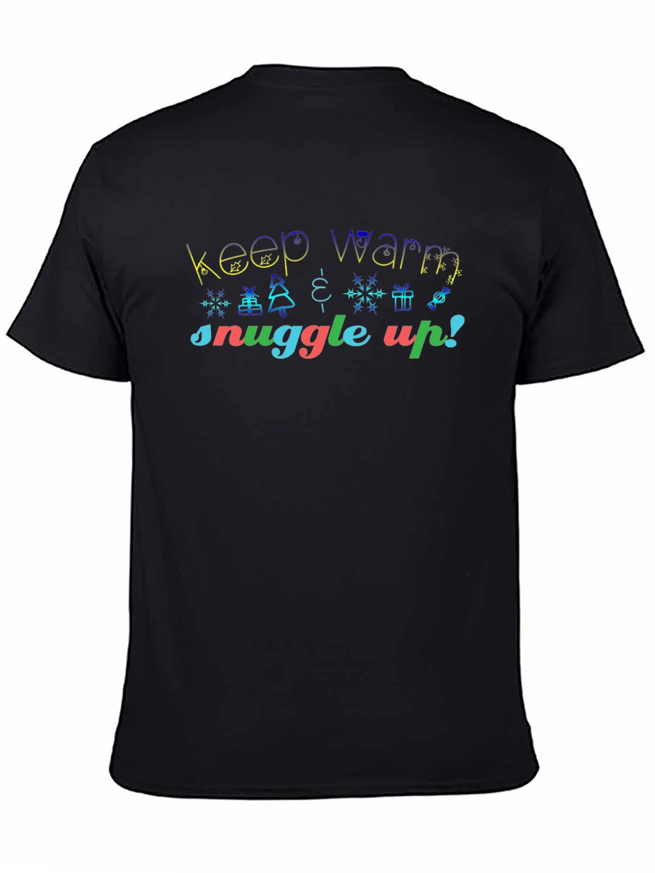 Black Festive 'Keep Warm, Snuggle Up!' Christmas Tee view 4