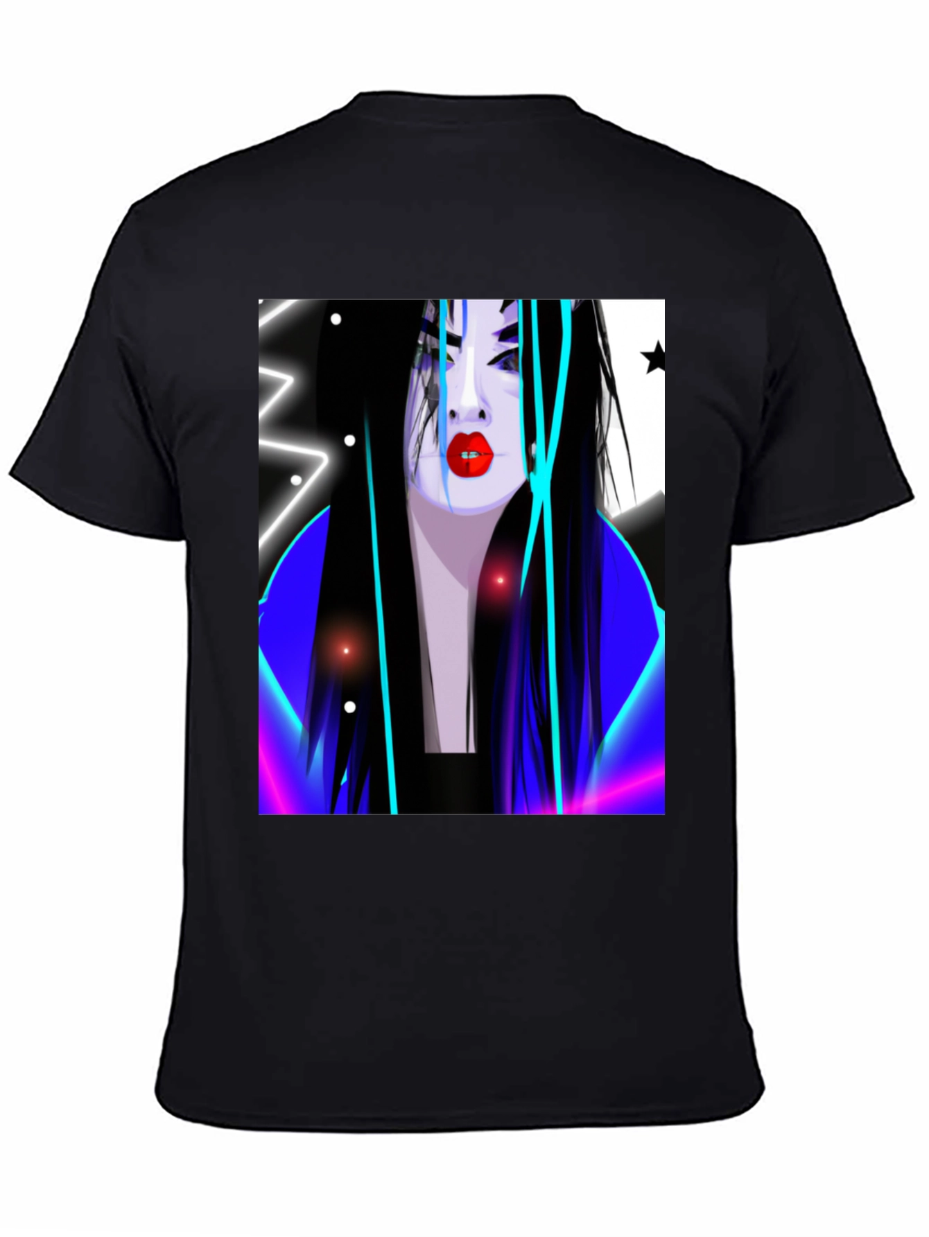 Black Neon Geisha Graphic T-Shirt - Stylish Urban Wear view 4