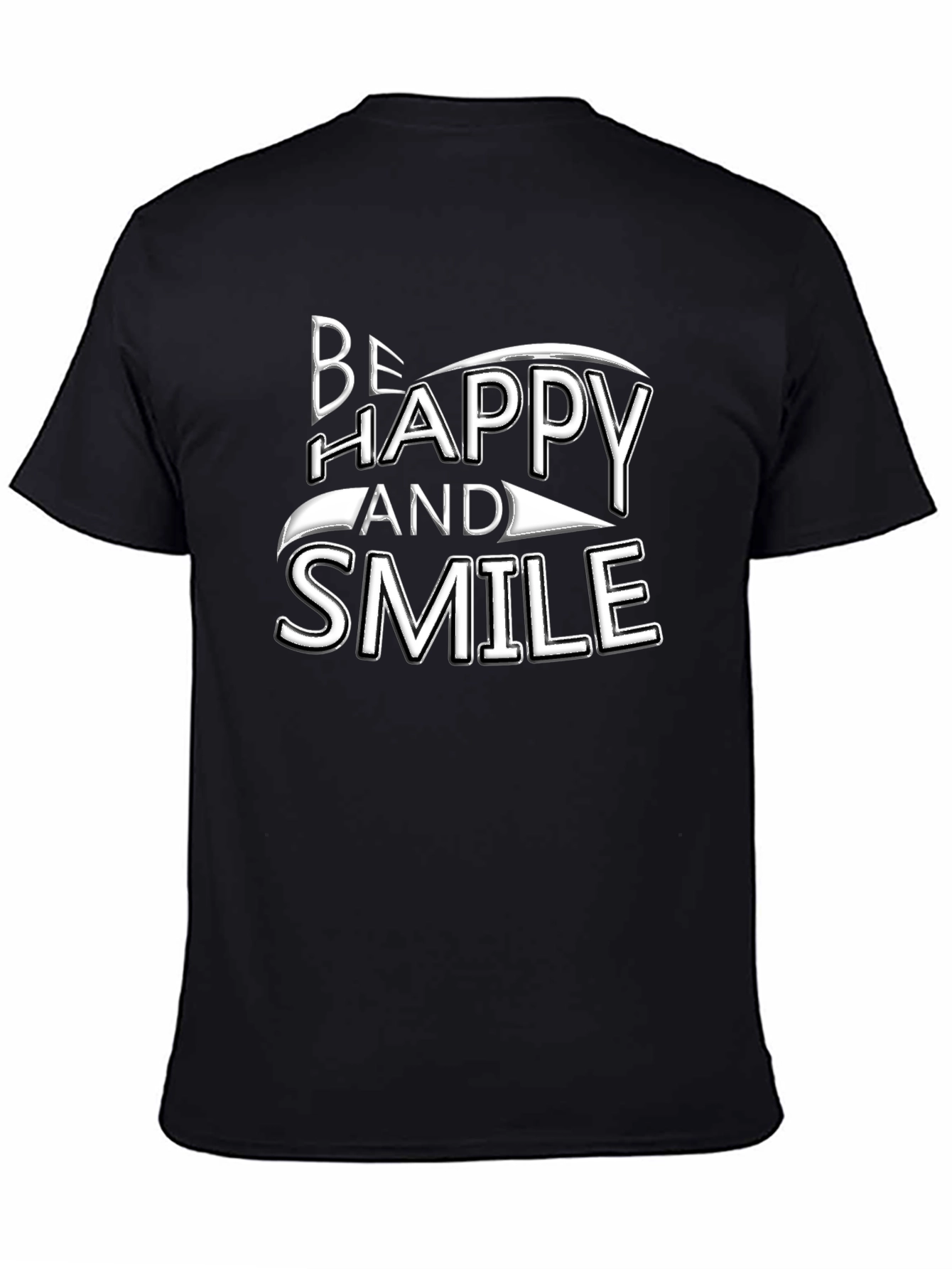 Black Be Happy and Smile Graphic Tee - Black Cotton Blend view 4