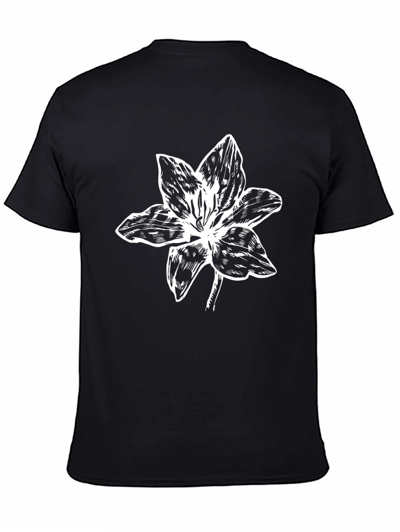 Black Black T-Shirt with White Floral Graphic view 4