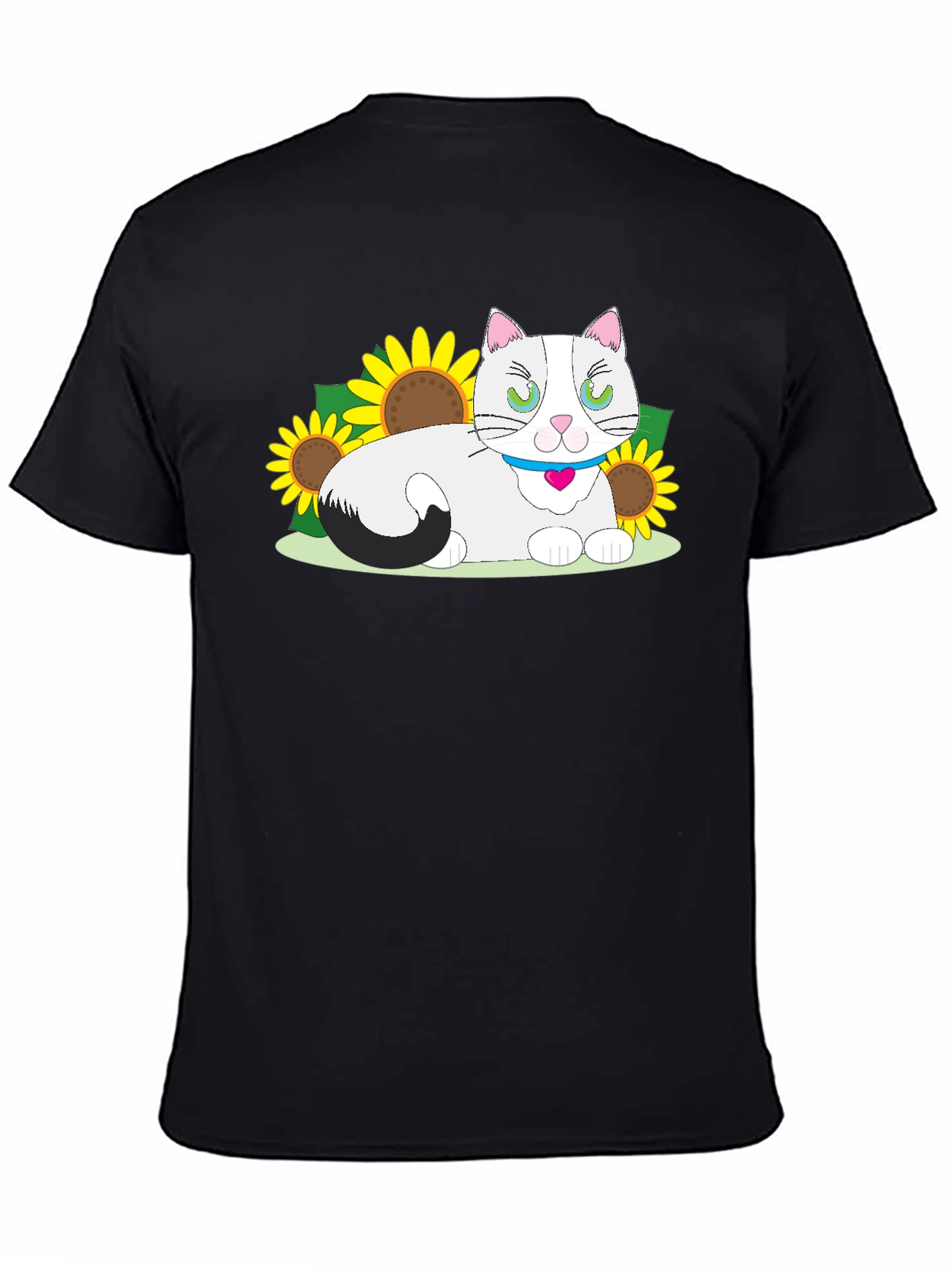 Black Cat & Sunflower Graphic T-Shirt view 4