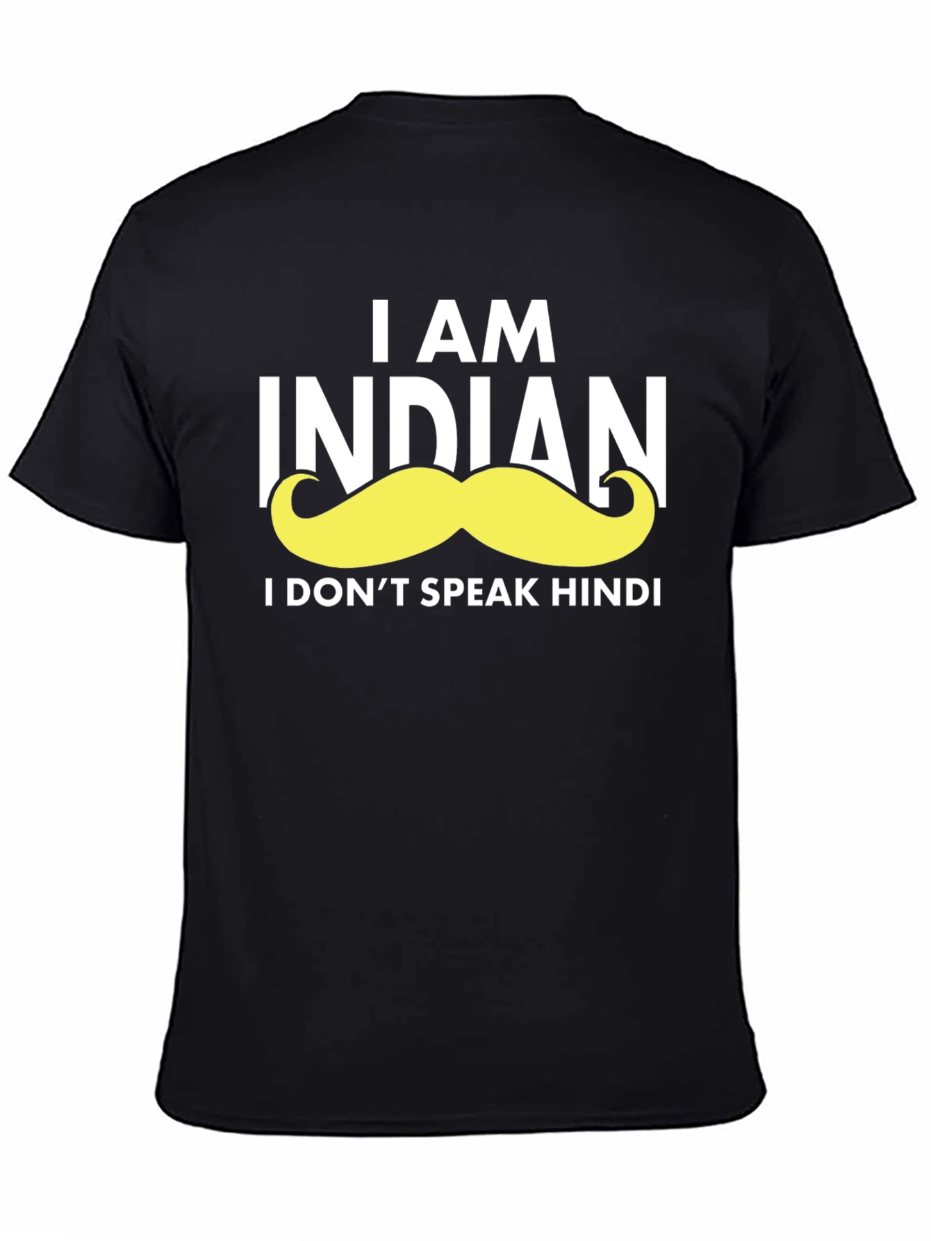 Black Funny Indian Moustache Graphic T-Shirt view 4