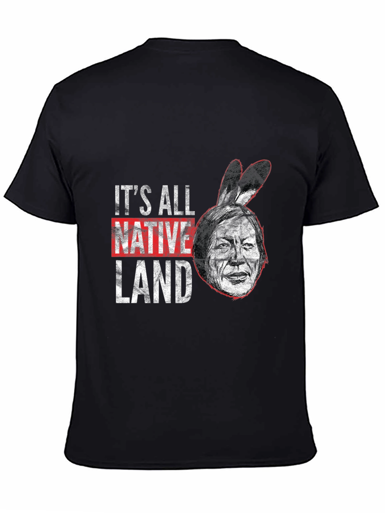 Black It's All Native Land T-Shirt view 4