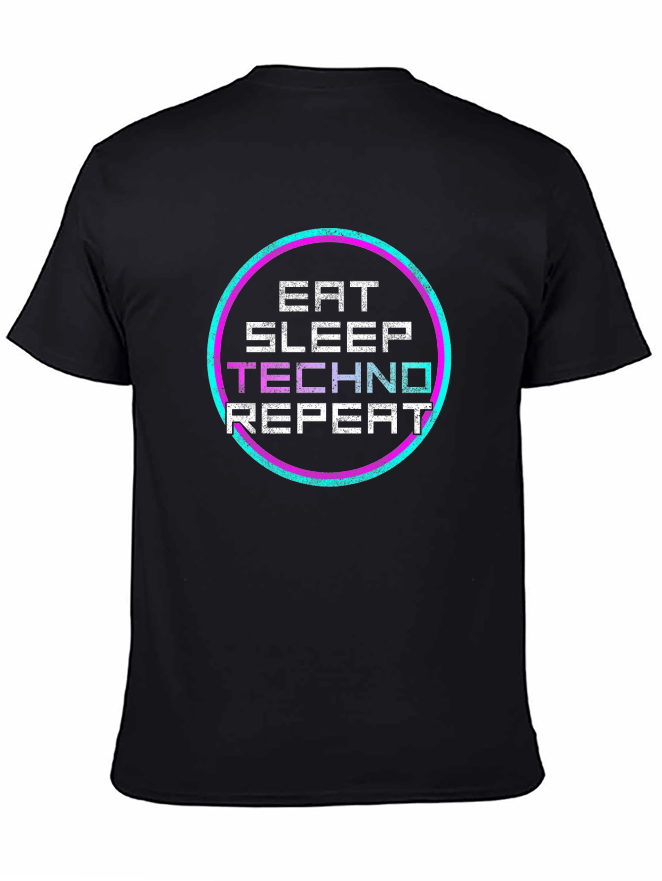 Black Eat Sleep Techno Repeat Black Graphic Tee view 4