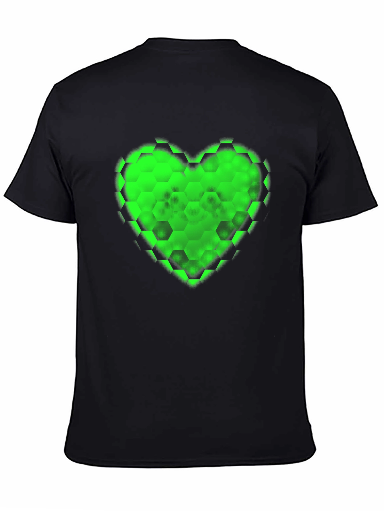 Black Green Hex Heart Graphic T-Shirt - Soft Cotton Blend view 4