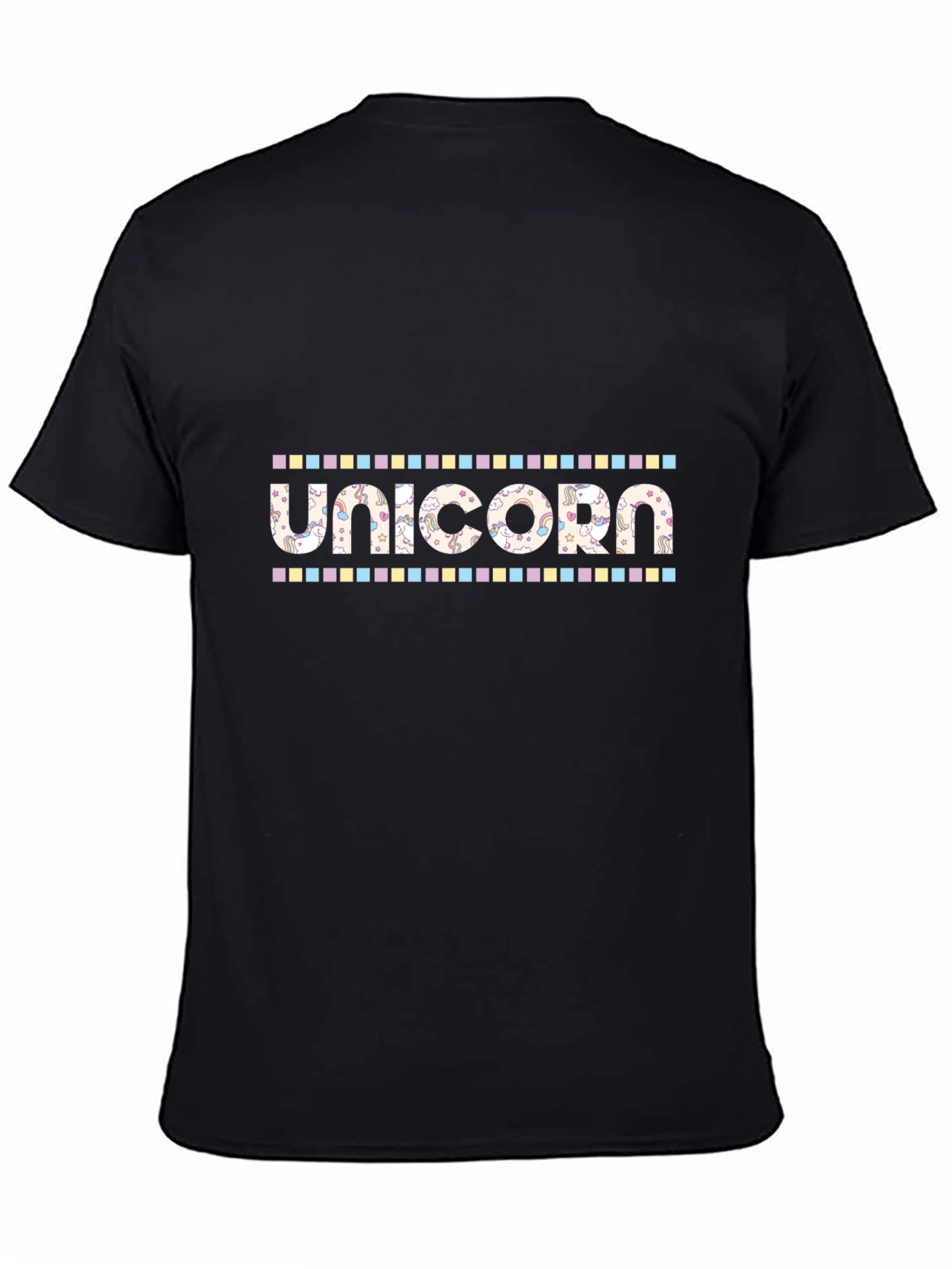 Black Unicorn Pattern T-Shirt - Black Cotton Blend view 4