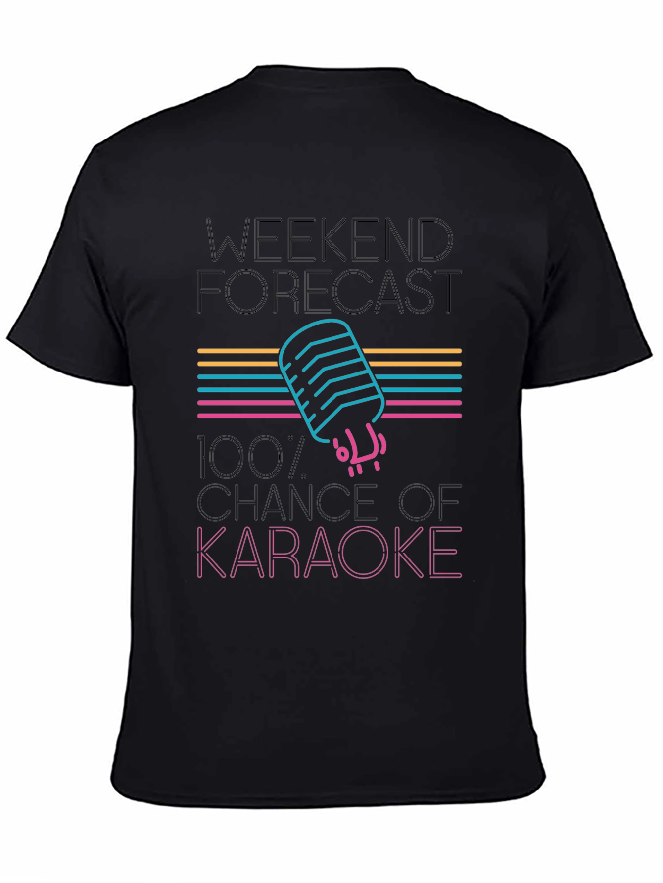 Black Karaoke Forecast T-Shirt - Weekend Vibes! view 4