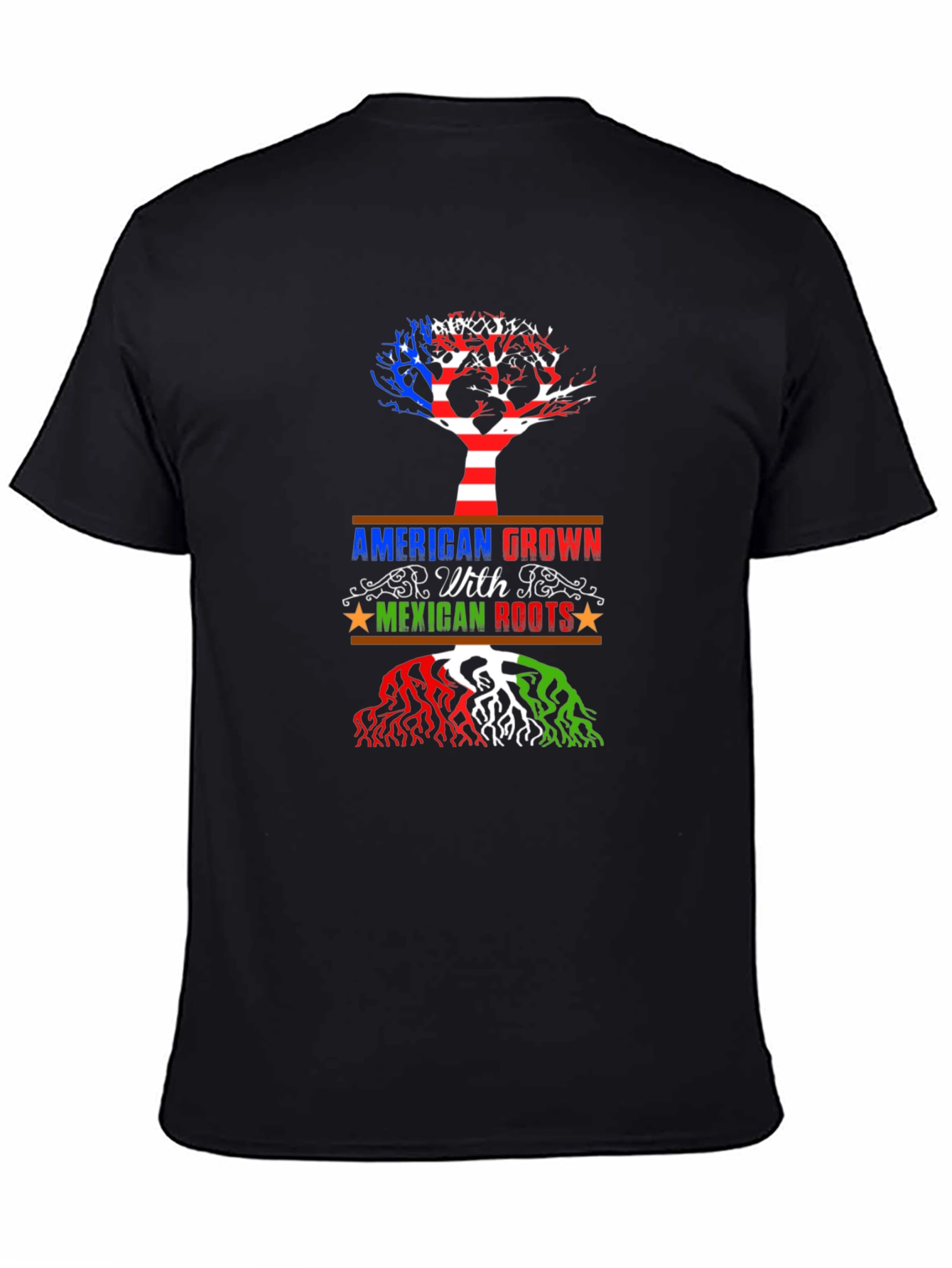Black American Grown with Mexican Roots Graphic Tee view 4