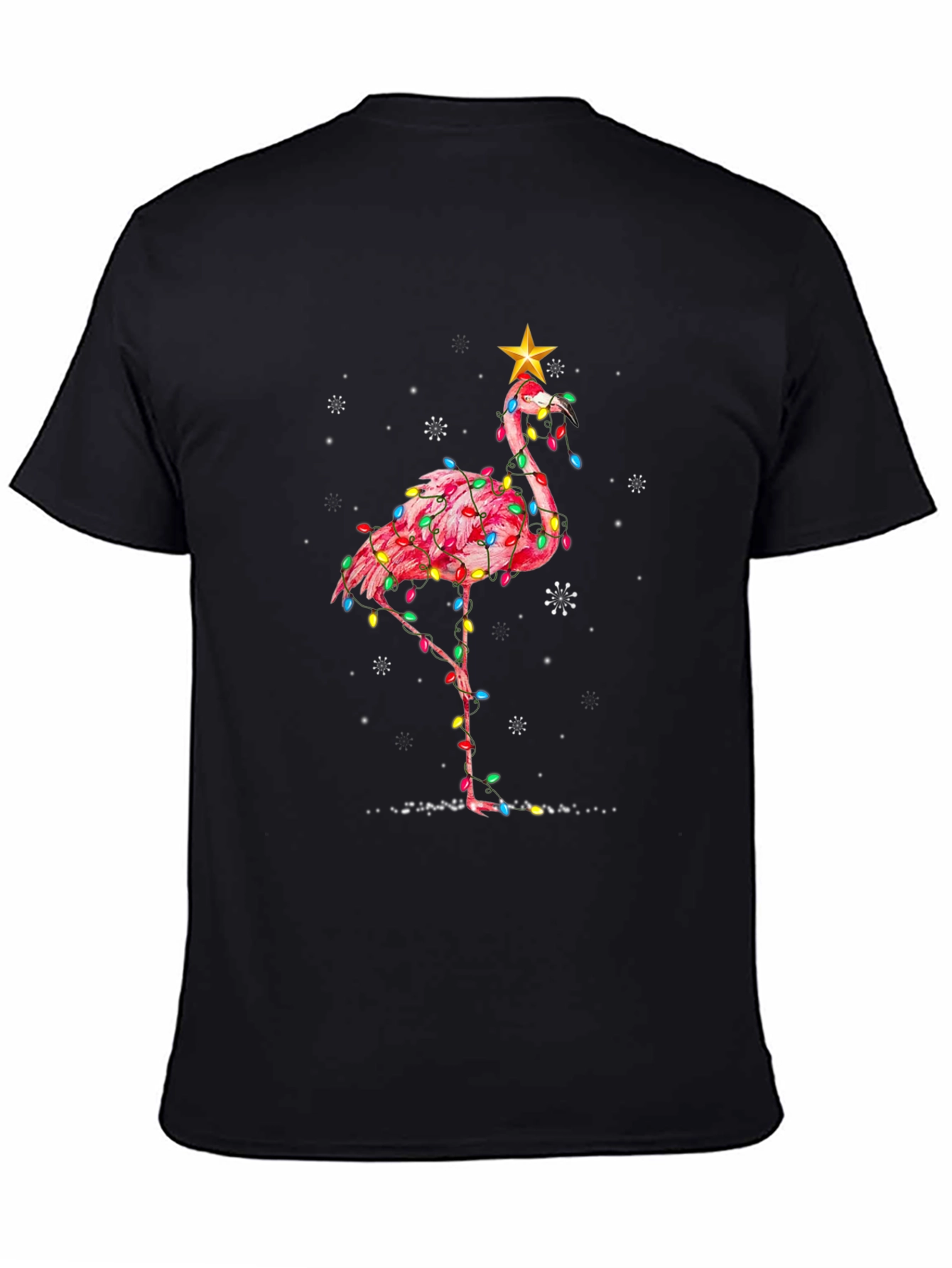 Black Festive Flamingo T-Shirt view 4