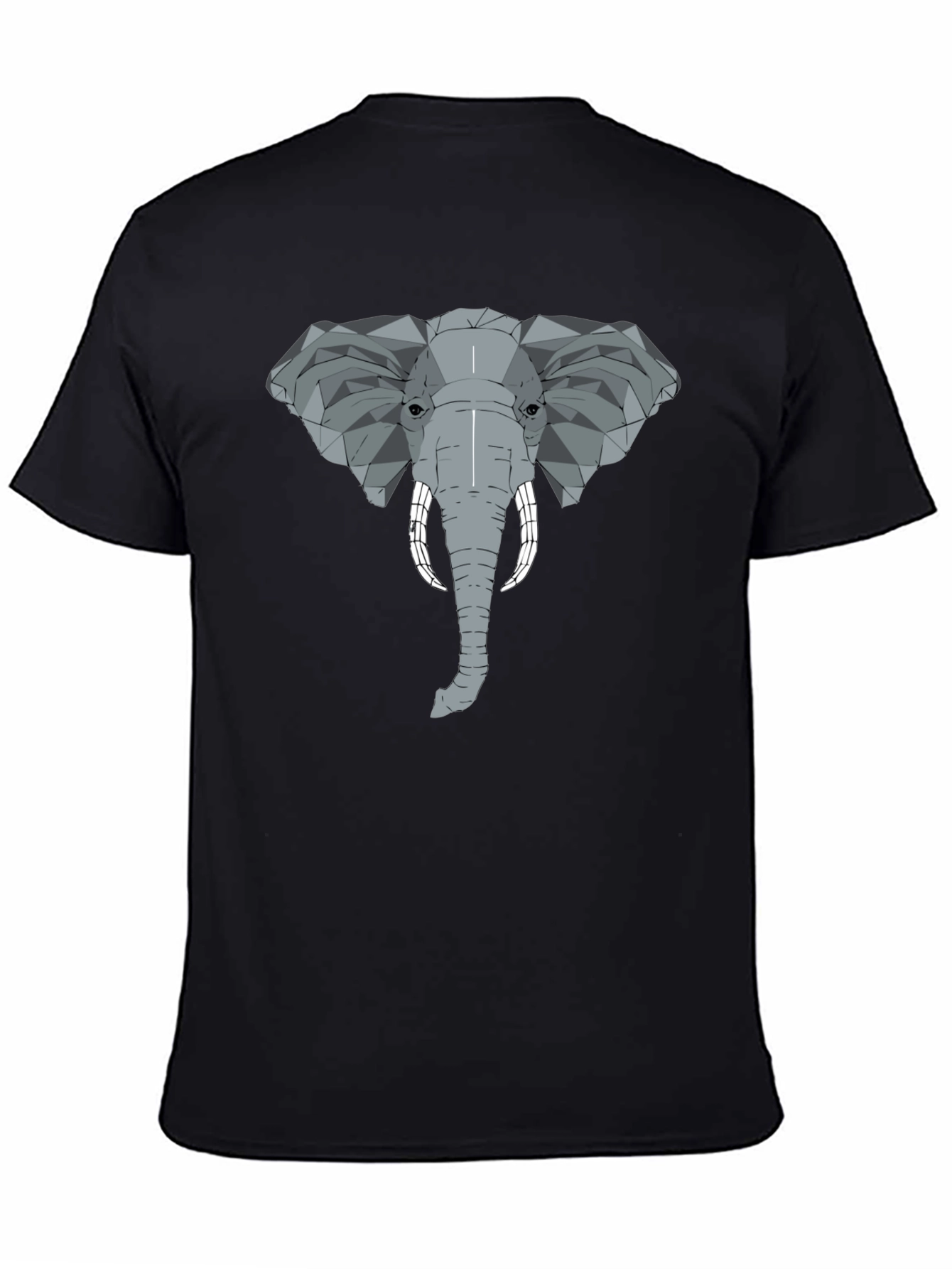 Black Geometric Elephant Graphic Tee - Stylish Men's Black T-Shirt view 4
