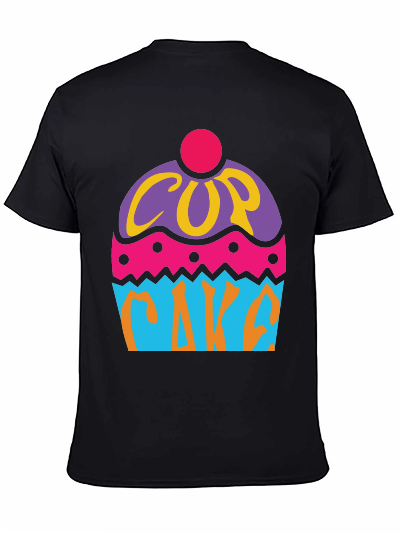 Black Fun Cupcake Graphic Tee - Black Cotton T-Shirt view 4