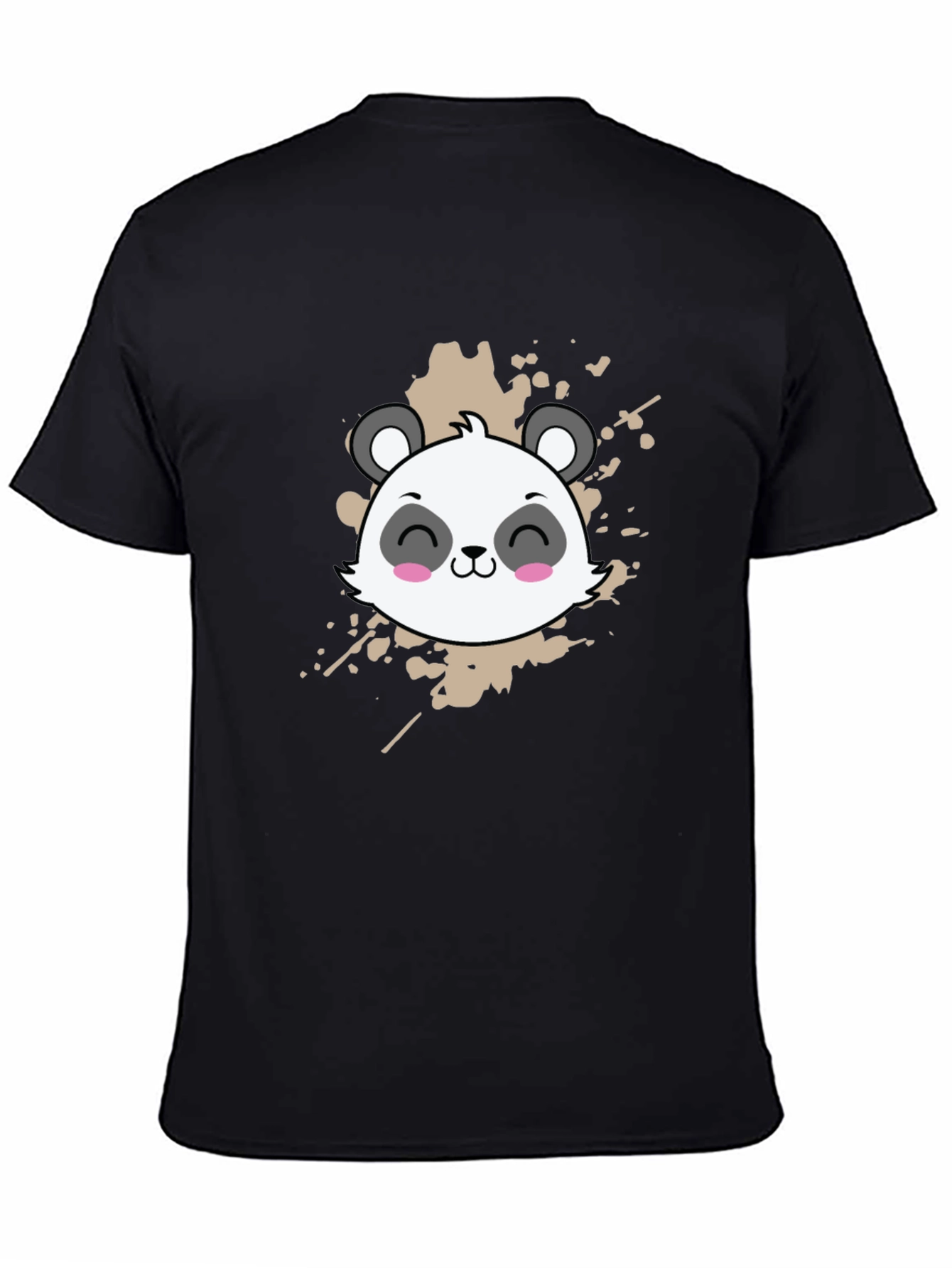 Black Cute Panda Graphic Tee - Black Cotton T-Shirt view 4