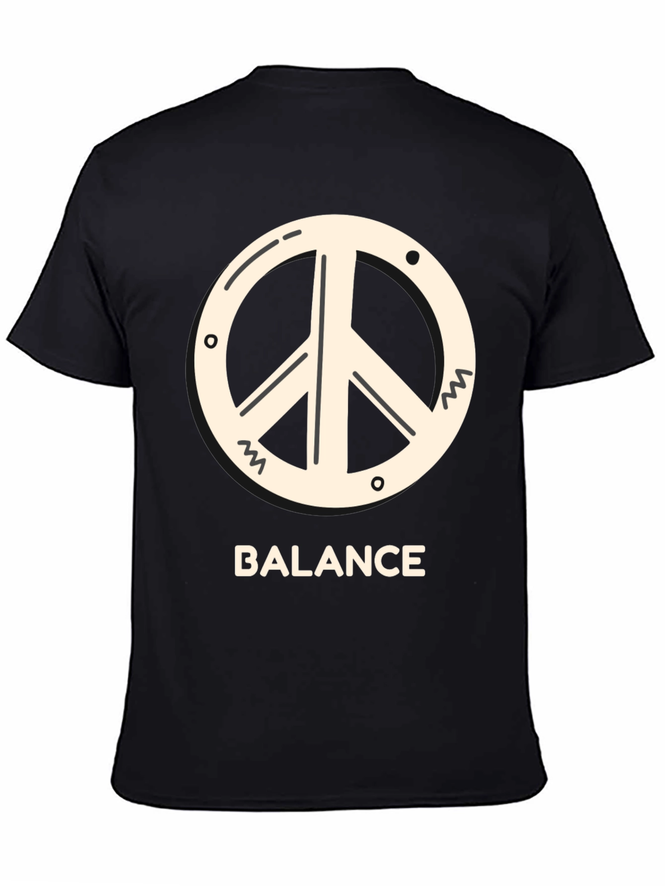 Black Balance Peace Sign Tee - Black Cotton T-Shirt view 4