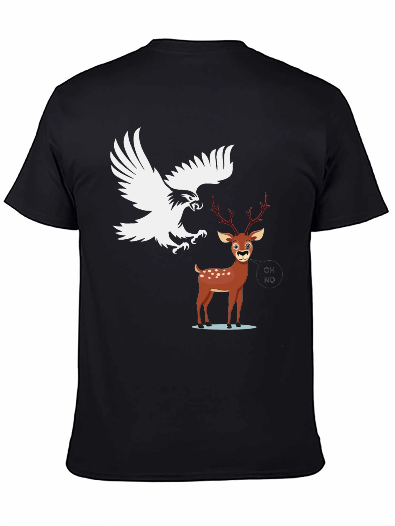 Black Eagle vs Deer Graphic Tee - Black Cotton Blend view 4