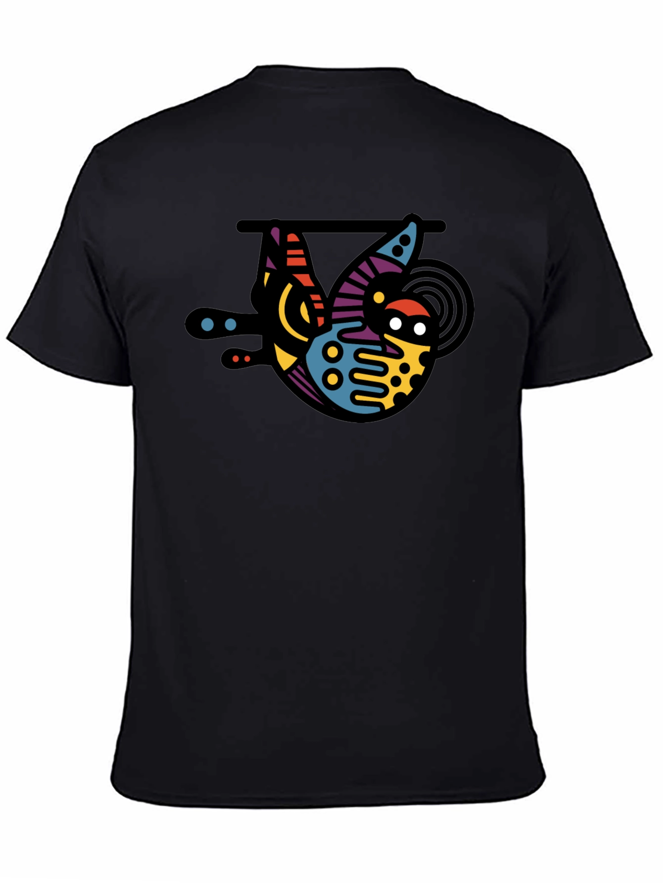 Black Abstract Sloth Graphic T-Shirt view 4