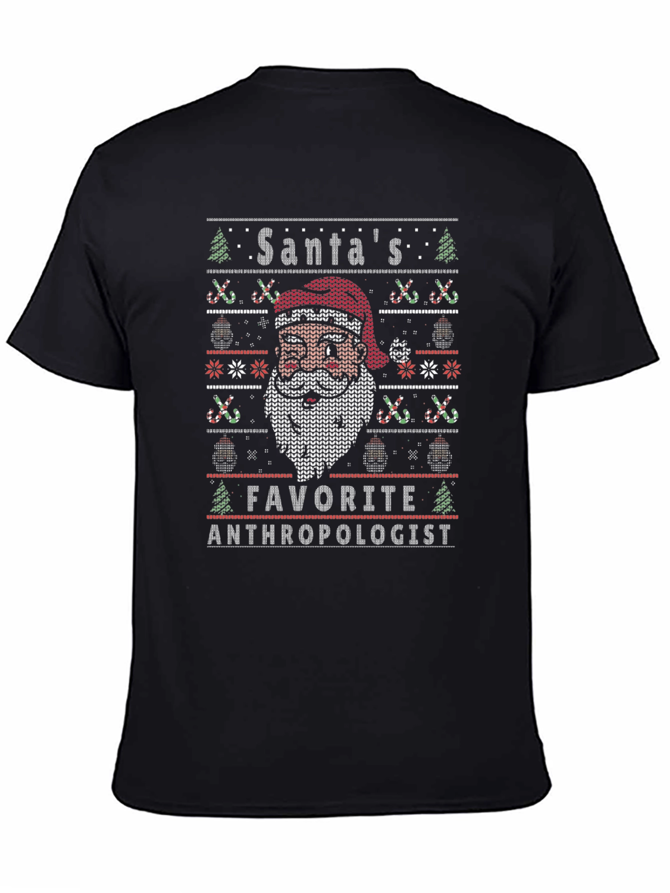 Santa's Favorite Anthropologist Ugly Christmas Knit T-Shirt - 4