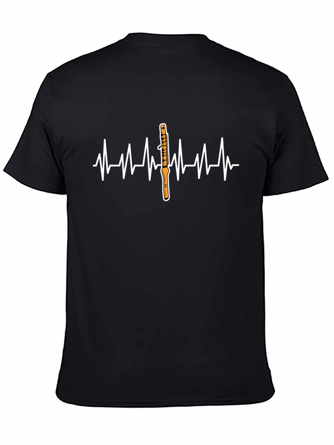 Black Music Lover T-Shirt - Clarinet Heartbeat Design view 4
