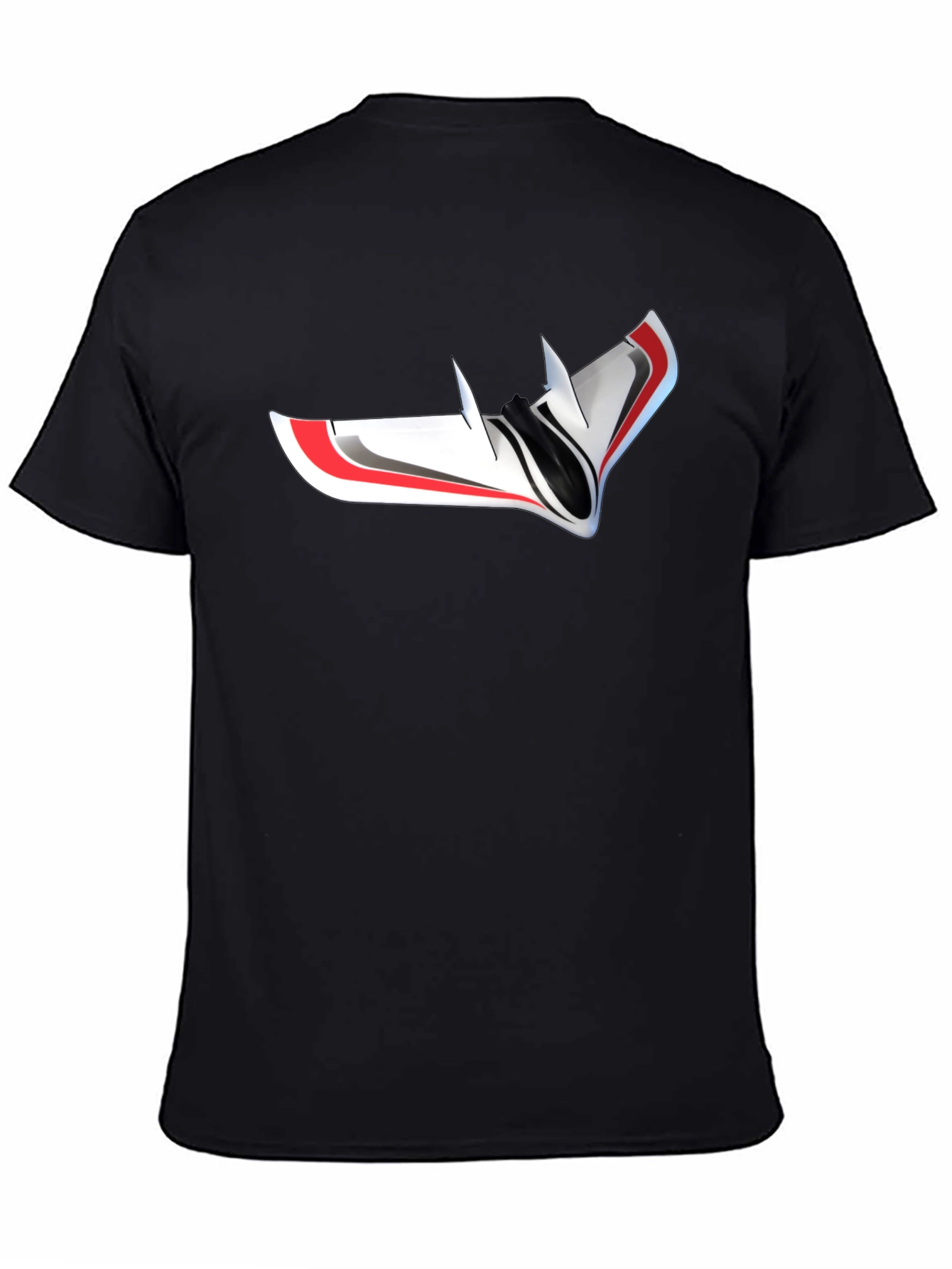 Black Futuristic Drone Graphic T-Shirt - Black view 4
